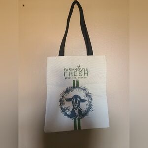 Farmhouse Grow Spa Rescue Fresh Goat Face Tote Bag with Black Handles